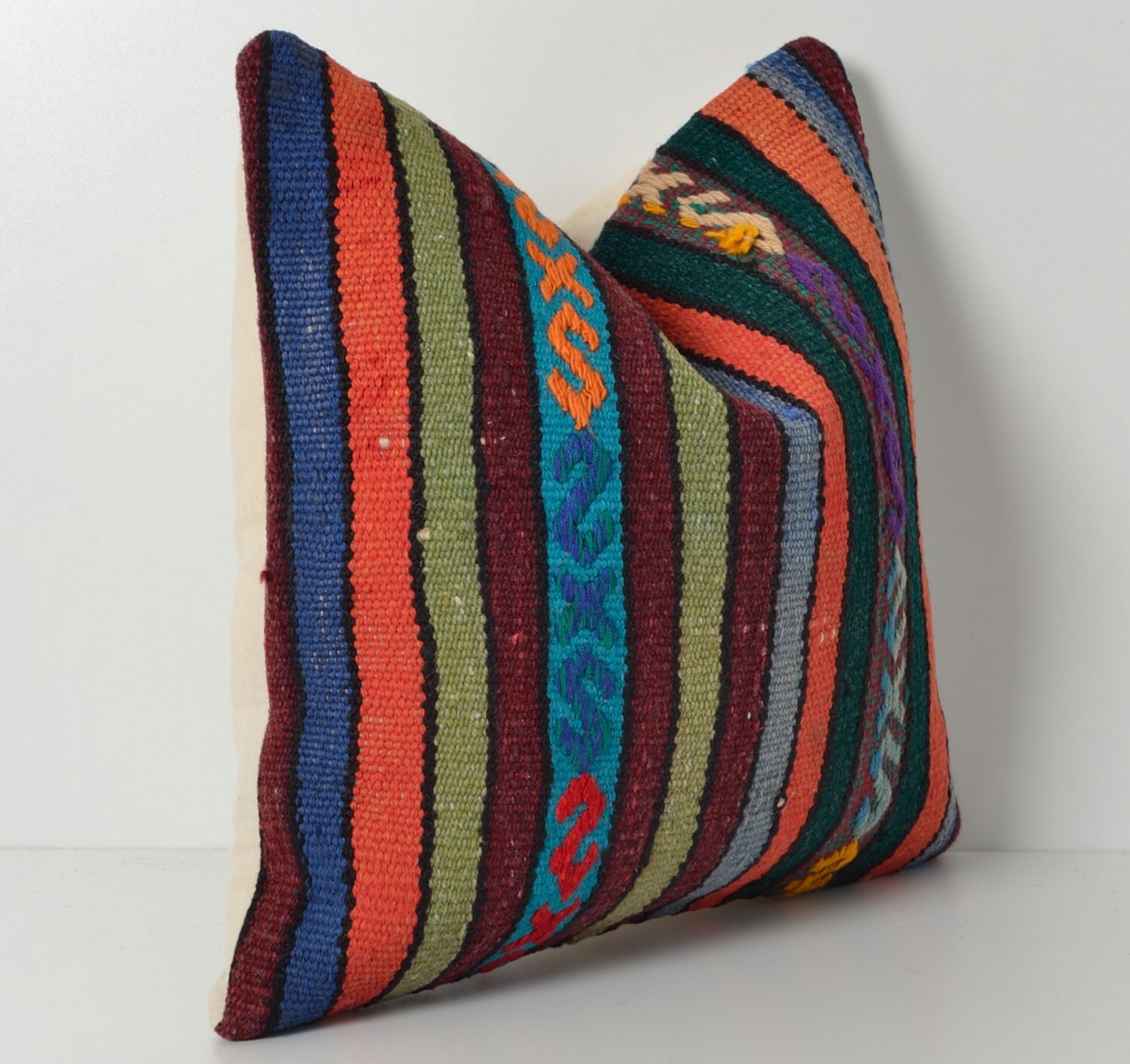 Vintage Kilim Pillow Covers 16x16 Inches Throw Pillow Cover