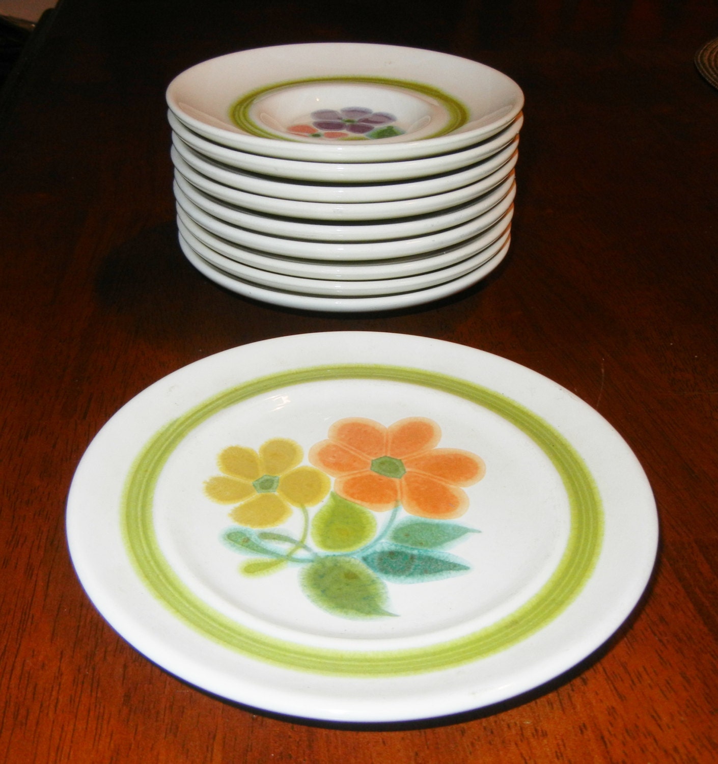 Vintage Franciscan China Floral Pattern Nine 6 inch Saucers