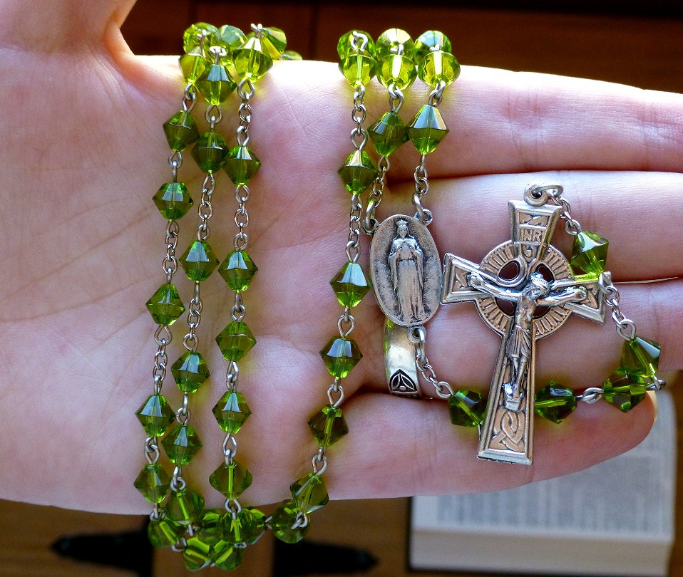 Our Lady of Knock Rosary Irish Rosary Celtic Faceted Light