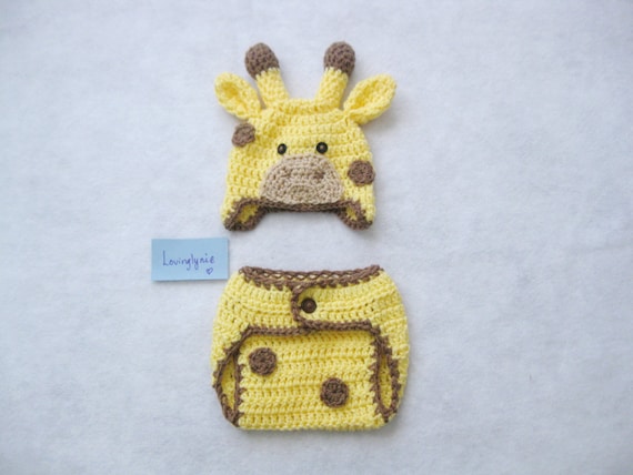 Crochet giraffe hat / diaper cover / giraffe set / photo prop