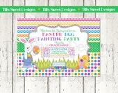 Easter Party Invitation - Egg Painting Invitation - Bunny - Printable - Custom Il_170x135