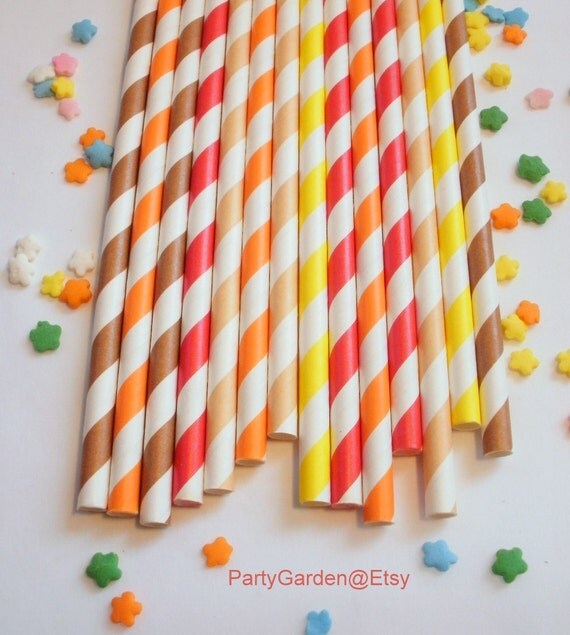 50 Thanksgiving Fall Autumn Paper Straws - With Free Printable DIY Flags Il_570xn