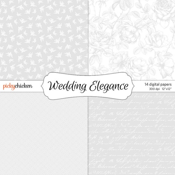 Wedding digital paper white lace damask for bridal