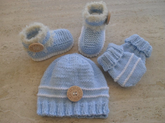 reasonable gifts unique prices & 6 to Baby Knitted Booties  Boy Size Mittens set Hat/Beanie, 3