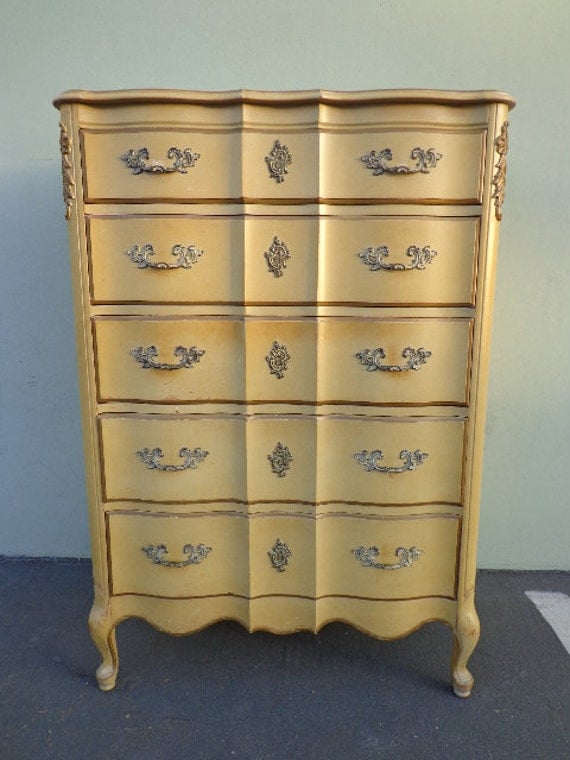 French Provincial Dresser Tall Boy Highboy Chest of Drawers