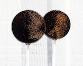 Black and Gold  Wedding Favor Lollipops - Flat Round  with Edible Glitter - 30 Lollipop Pack - Wedding Favors, Party Favors, Black Tie Event