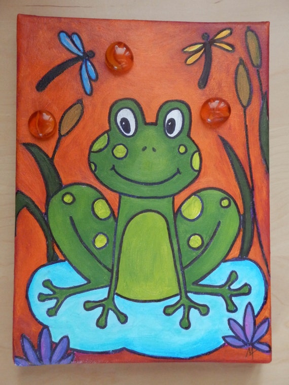 Items similar to Frog - Original acrylic painting for nursery. on Etsy