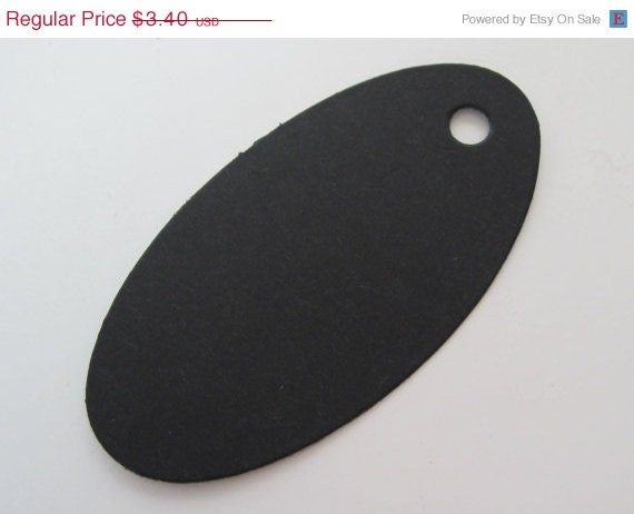 15% off - 25 Black Oval Cardstock Tags 1 1 /4 x 2 5/8 - t161 Il_570xn