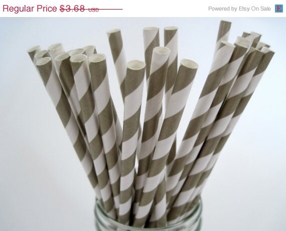 15% off - 25 Gold Metallic Strpe Paper Straws - ships less than 24 hours Il_570xn