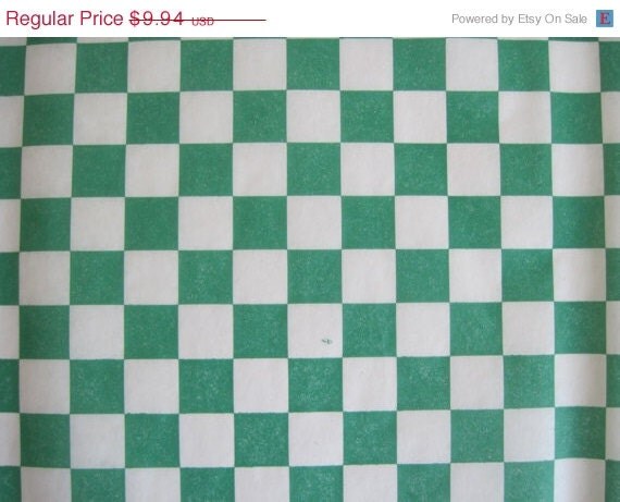 10% off - 100 Sheets of Green and White Checkered Deli Wrap Wrapping Paper 12" x 12" Il_570xn