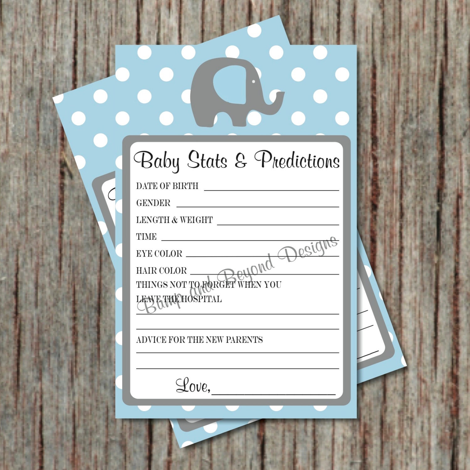 Printable Baby Stats and Predictions for by BumpAndBeyondDesigns