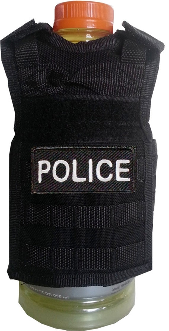 Miniature Tactical Vest Beverage Koozie 40 POLICE by RescueTees