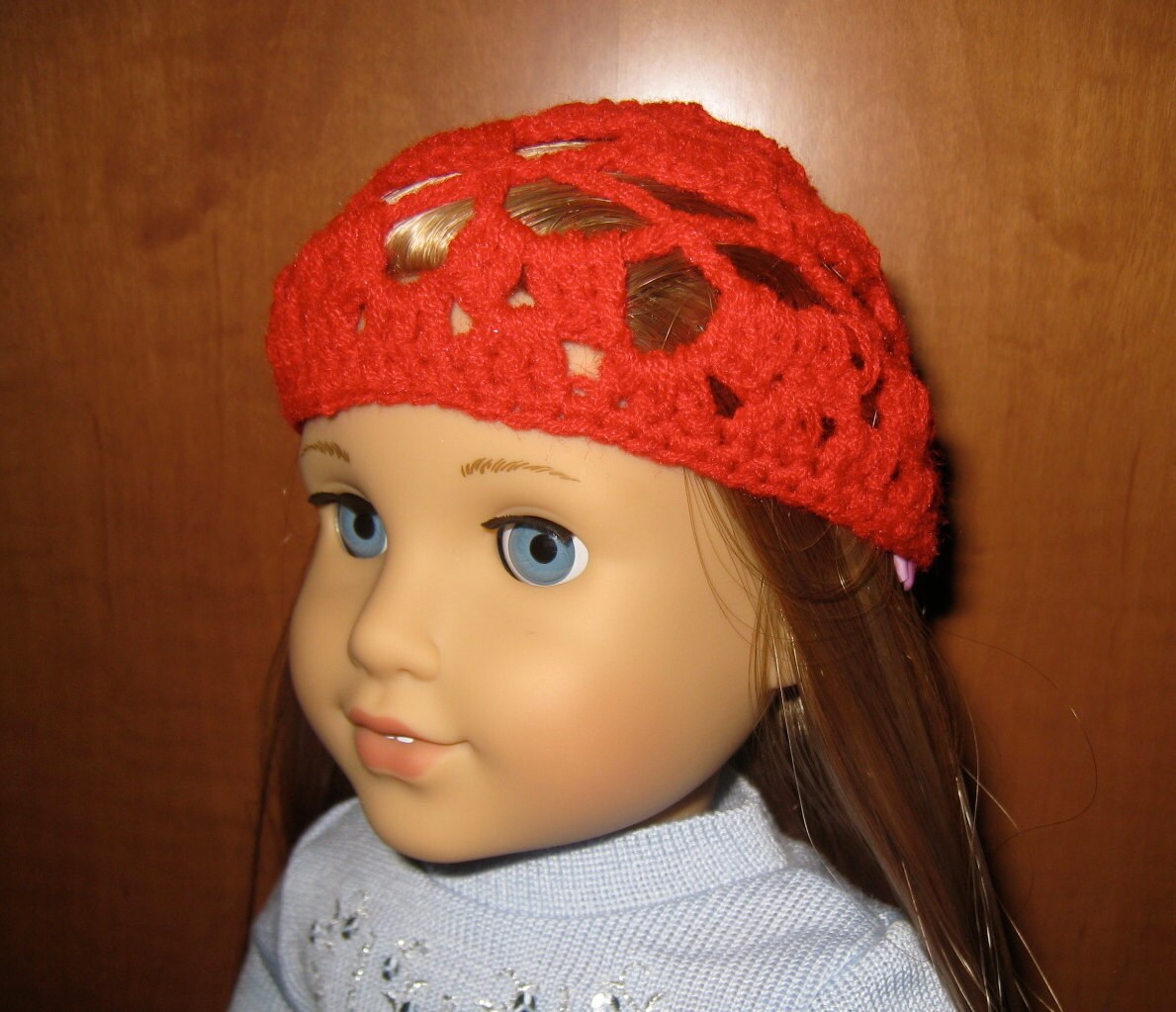 Beanie hat for American Girl doll Red hat for by HappyToKnit