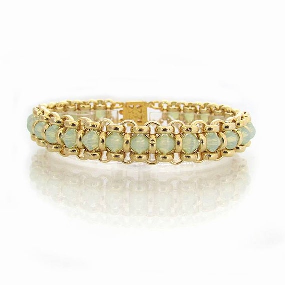 Mint green bracelet green bracelet Gold wrap bracelet Mint