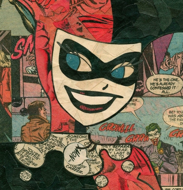 Harley Quinn Comic Collage Giclee Print by