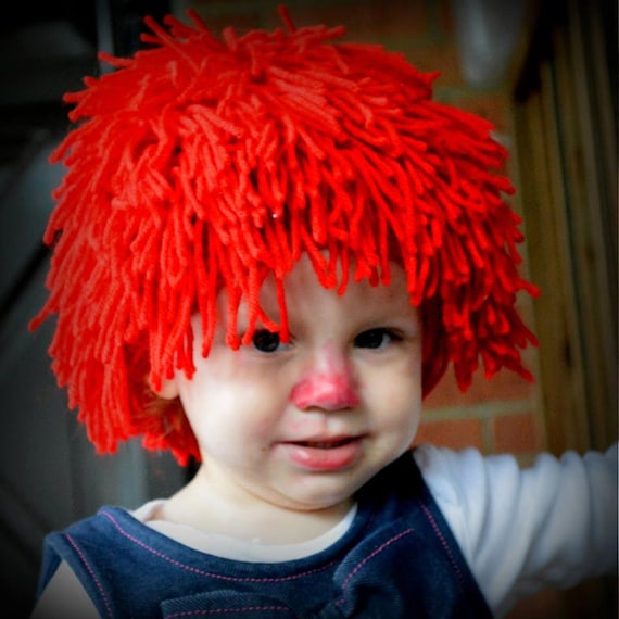 Clown Wig Raggedy Ann Wig Yarn Wig by MissMaryMACdesigns