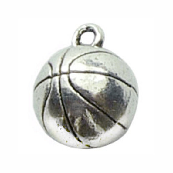 BULK 20 Silver Basketball Charm 3D 14x11mm by TIJC SP0794B