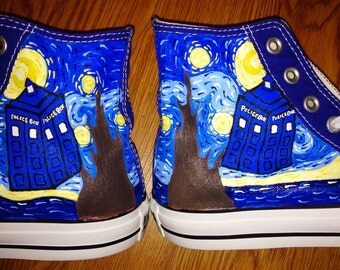 Starry Night Dr. Who Hand Painted Custom Shoes