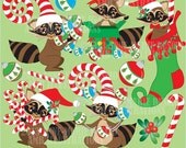 80% OFF Christmas raccoon clipart, vector graphics, digital clipart, instant download AMB-281 Il_170x135