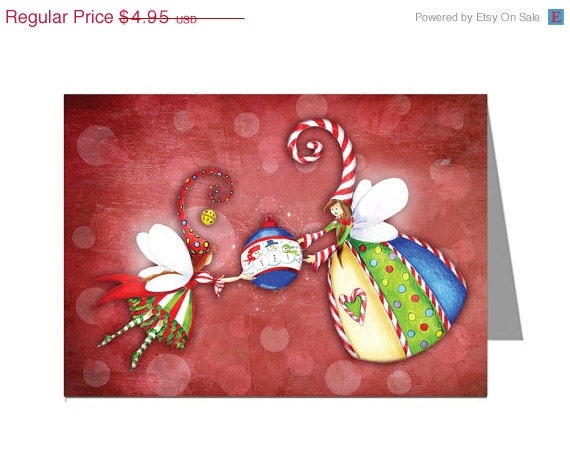 80% OFF Christmas fairies decorating printable Christmas card Il_570xn