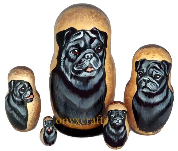 pug nesting dolls black pugs on five russian nesting dolls by russiantraditions pug nesting dolls black pugs on five russian nesting dolls by russiantraditions