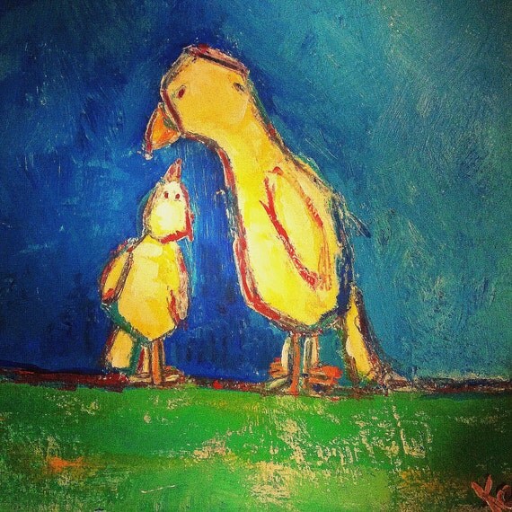 Ducks duck painting original painting abstract by KerriPowersArt