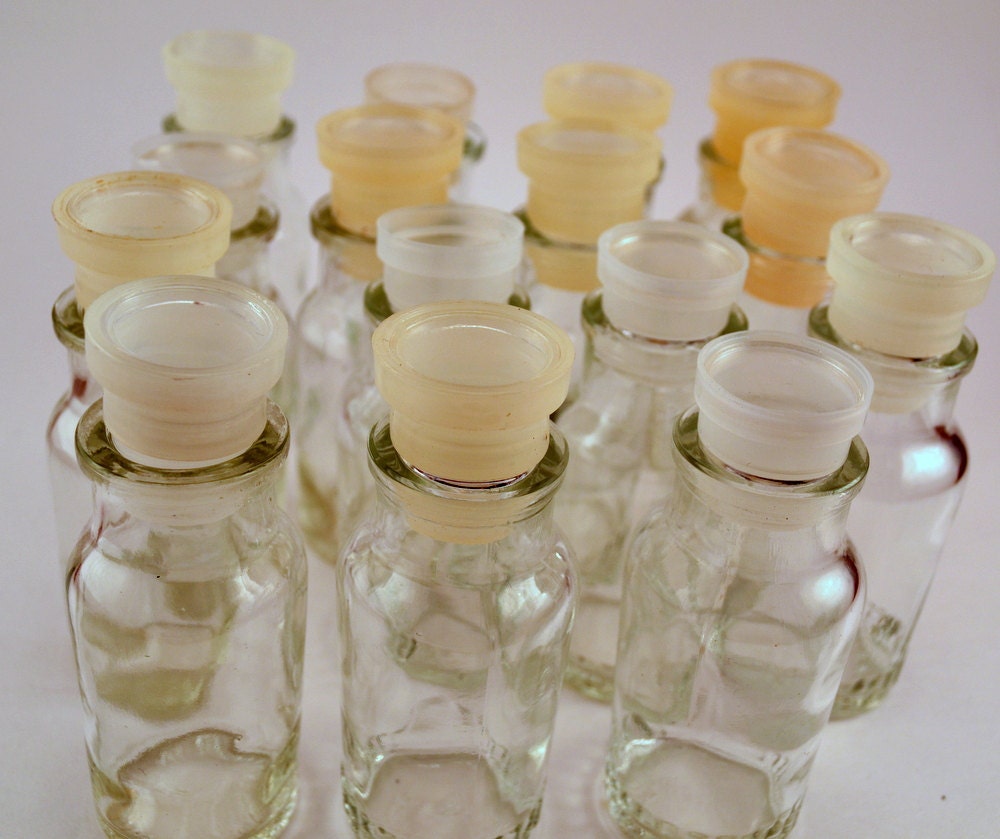Vintage apothecary/spice jars with plastic by DowntownTreasures