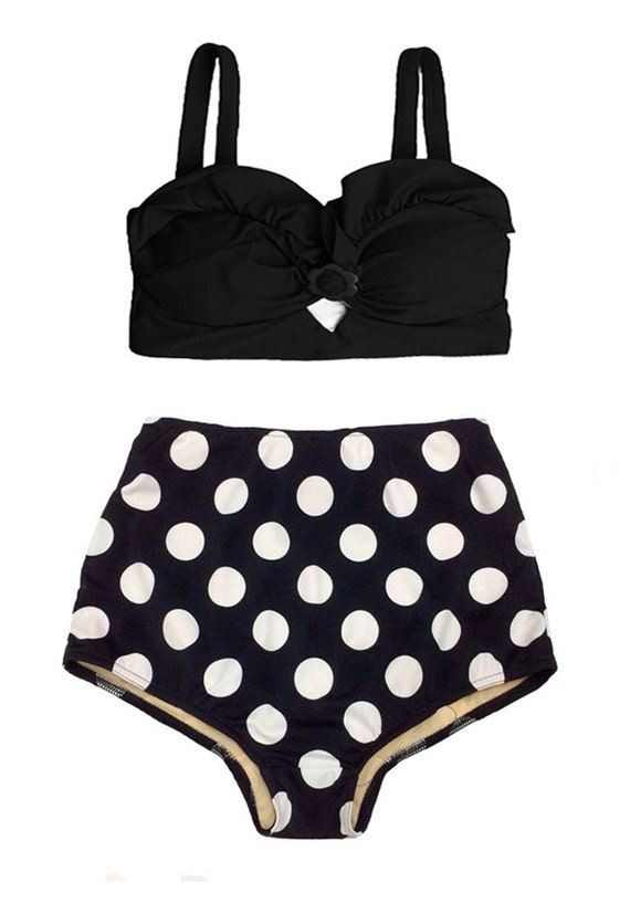Swimwear Swimsuit Bathing suit Black Top and Black by venderstore