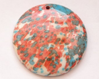 SALE on this Pendant ~ 3.00 Off / Synthetic River Stones Round Pendant Bead