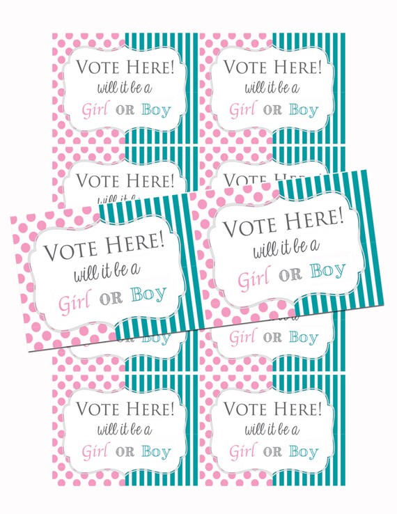 Gender Reveal Voting Cards Boy or Girl by PixelPerfectInvites