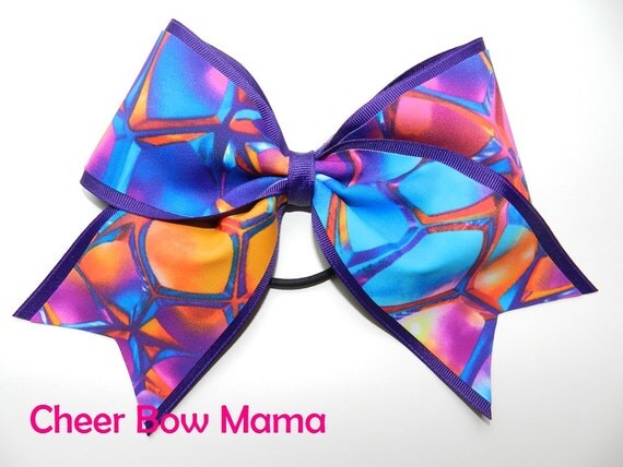 Purple Geometric Cheer Bow