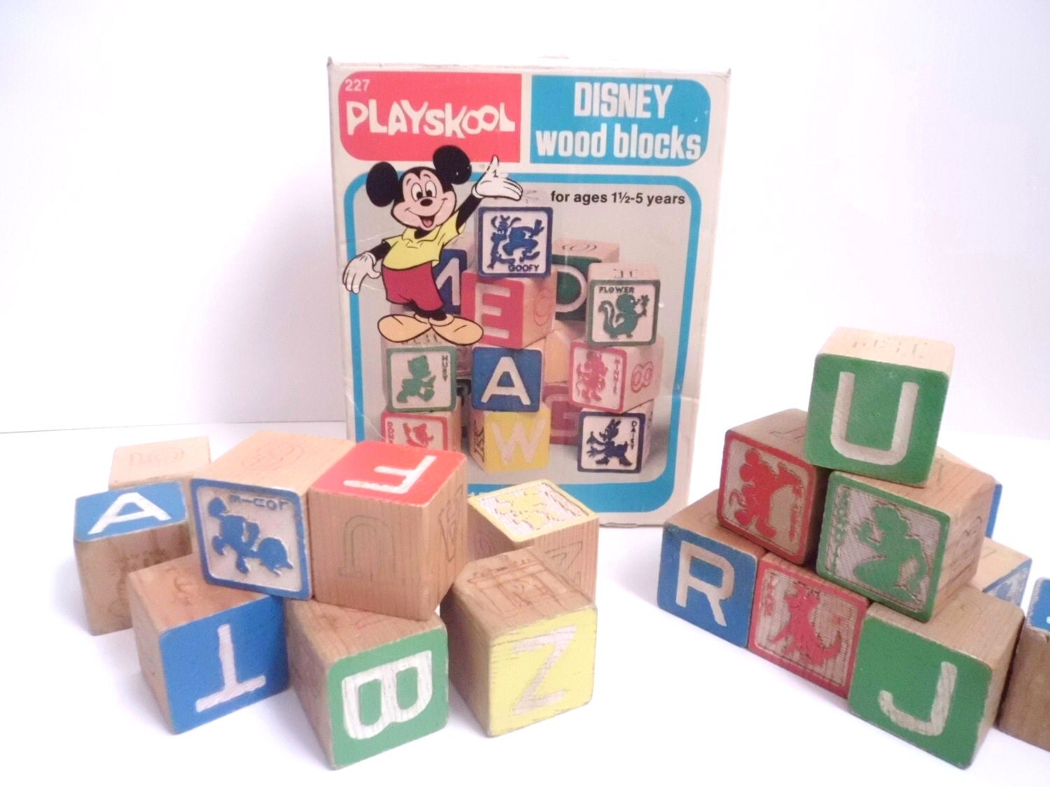 Playskool Disney Wood Blocks Vintage 1978 with original box