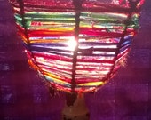 Items similar to Handmade up cycled rag rug lampshade. One of a kind on ...