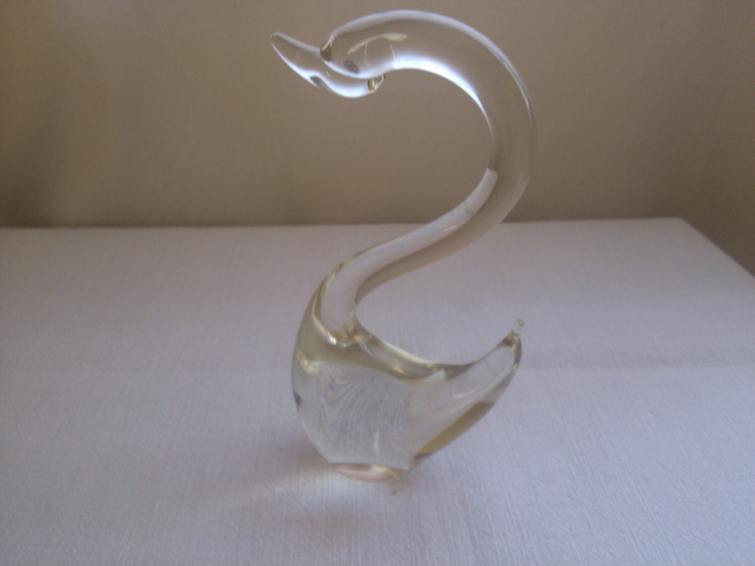 Swan Clear Glass Figurine Vintage Collectible Animal