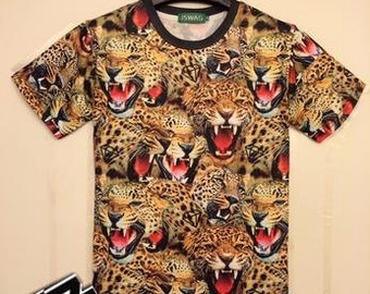Valentine's Couple T Shirt wild tigers and lions Face 3D Graphic Print ...