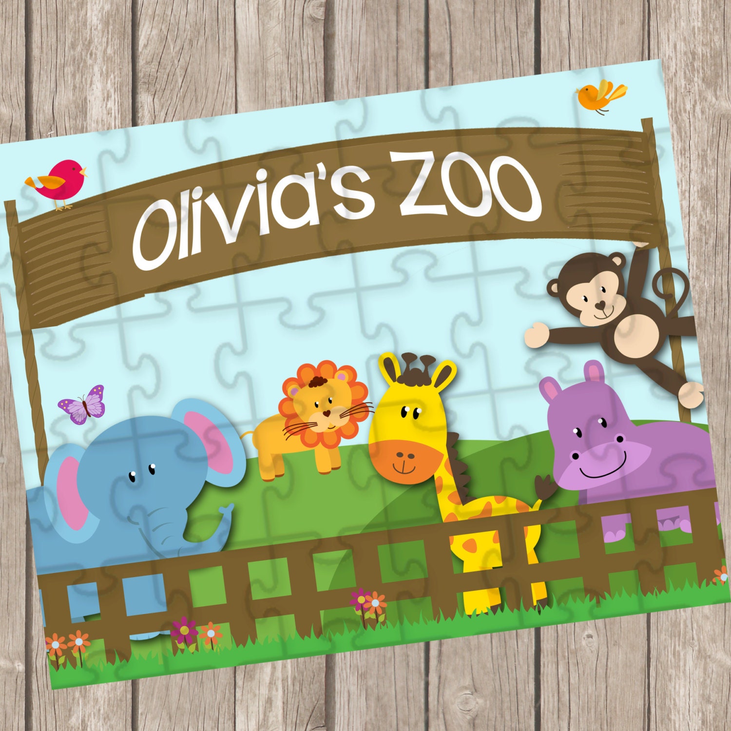 Personalized Children's Puzzle Personalized Puzzle Zoo