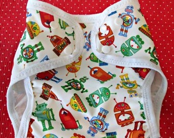 Diaper Cover, Babyville Boutique "Robots" Design