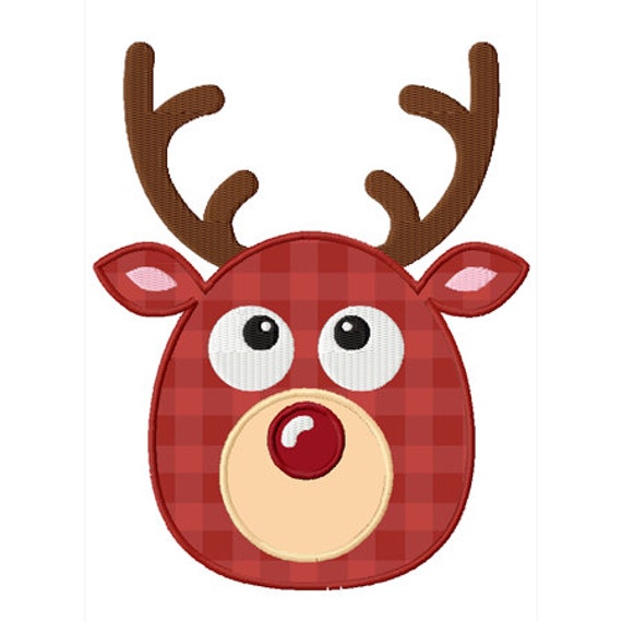 Christmas Cute Reindeer Applique Machine Embroidery Design