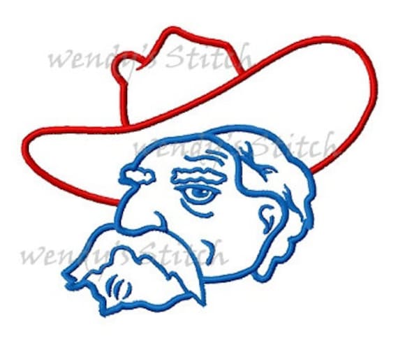 Ole Miss Colonel machine embroidery outline design