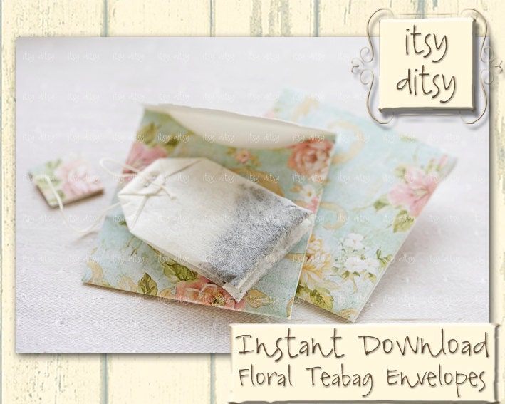 Tea Bag Envelope Template teabag envelope template in aqua floral design printable gift