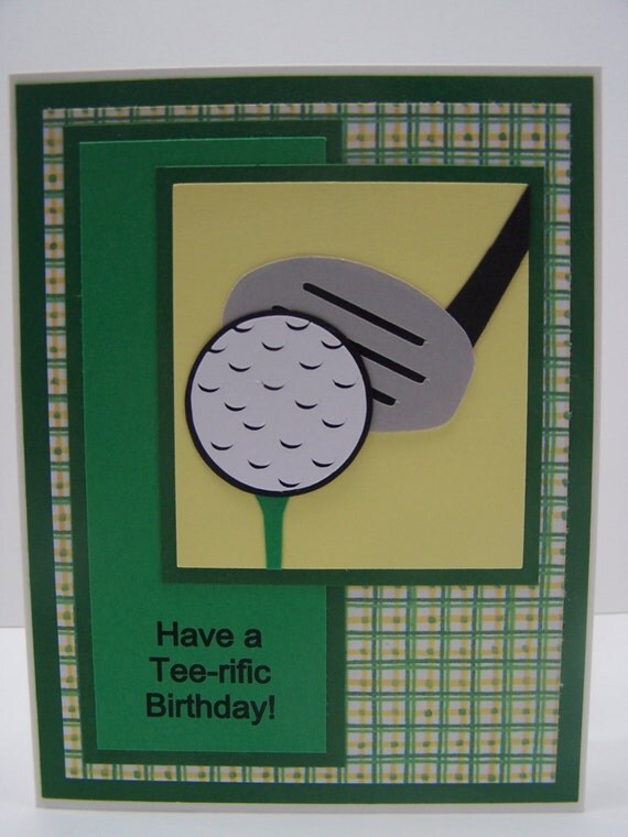 Handmade Greeting Card: Happy Birthday Card Golf Golfing