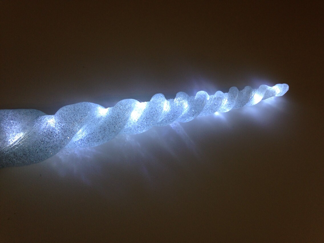 Transparent silver LED light up unicorn horn by ThePaintedPonyTack