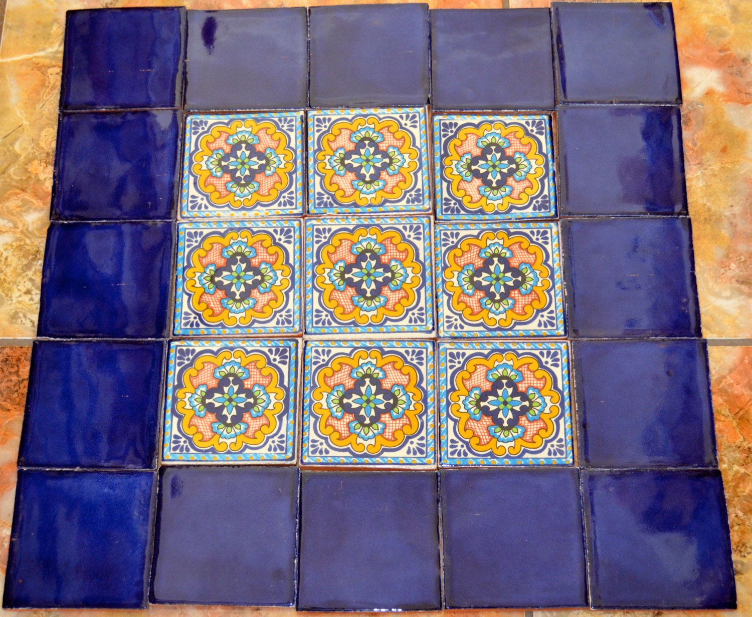 20 Mexican Talavera Tiles handmade Hand painted 4 X