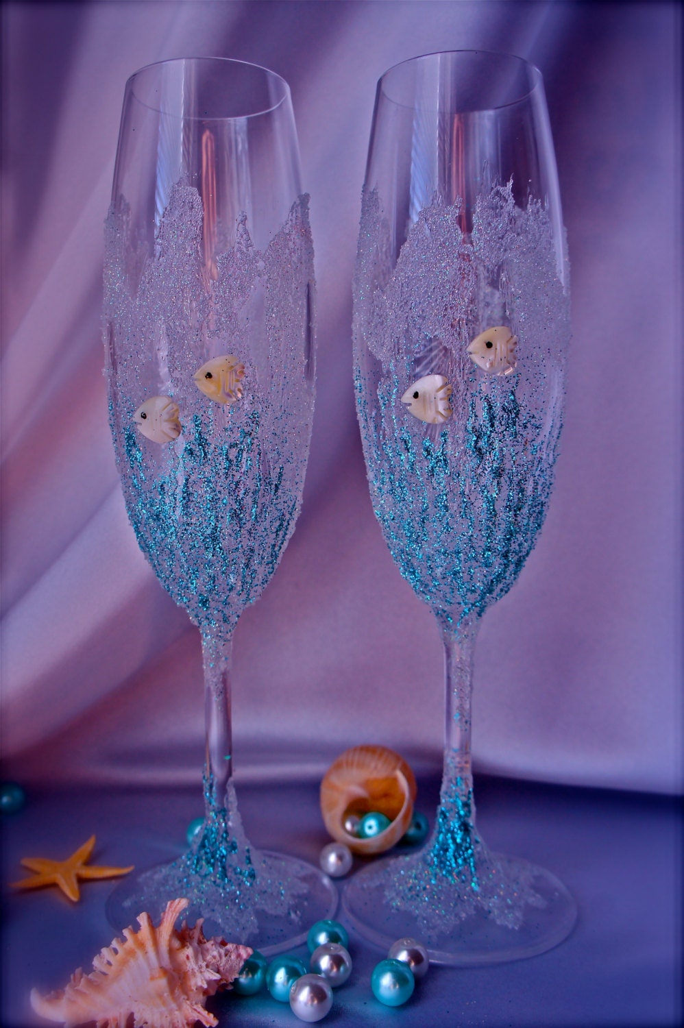 Beach Wedding Champagne Glasseselegant Toasting Flutes