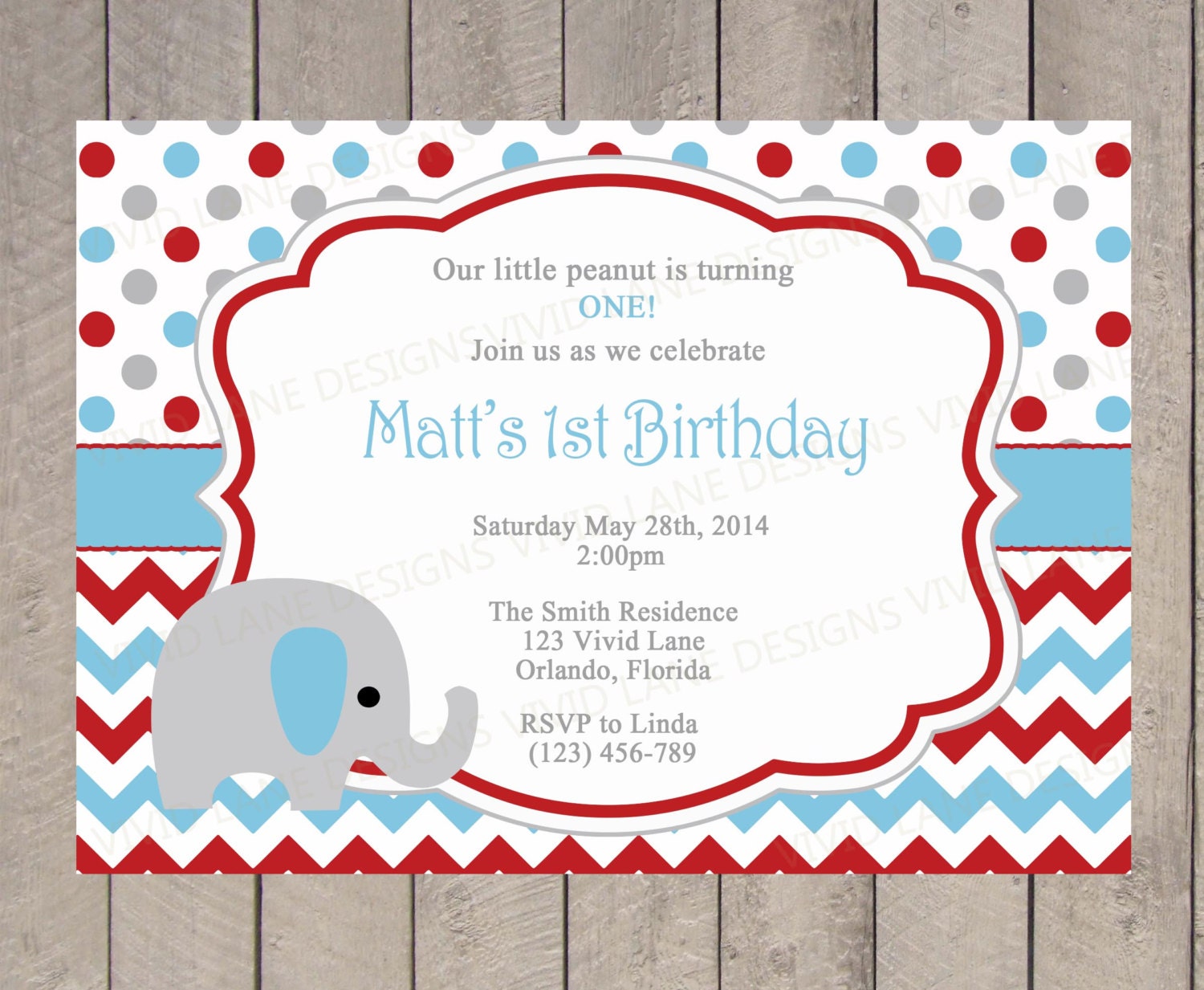 Elephant Birthday Invitations Boy 9