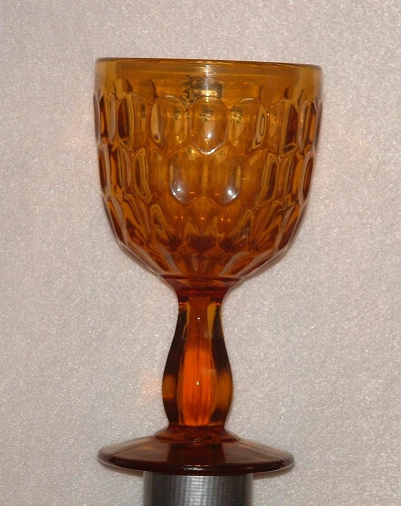 Hand-Blown Fenton Amber Glass 10 oz. water goblet (#4445) ThumbPrint ...