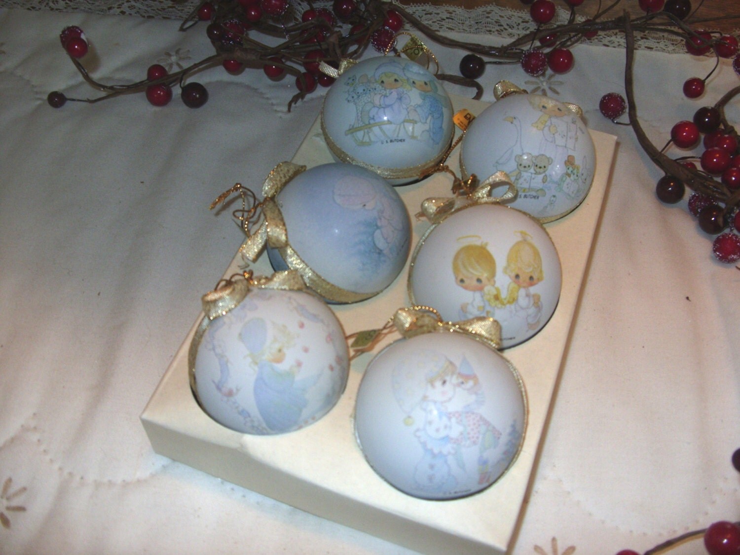 precious moments vintage christmas tree decorations set of 6 precious moments vintage christmas tree decorations set of 6