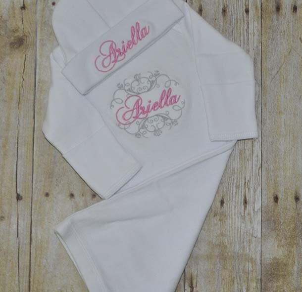 Personalized Embroidered Newborn Gown Take Home Outfit