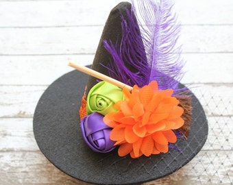 Cast A Spell, Mini Witch Hat Headband, Toddler Witch Hat Headband, Colorful Witch Hat Headband, Halloween Headband,Witch Hat Halloween Photo