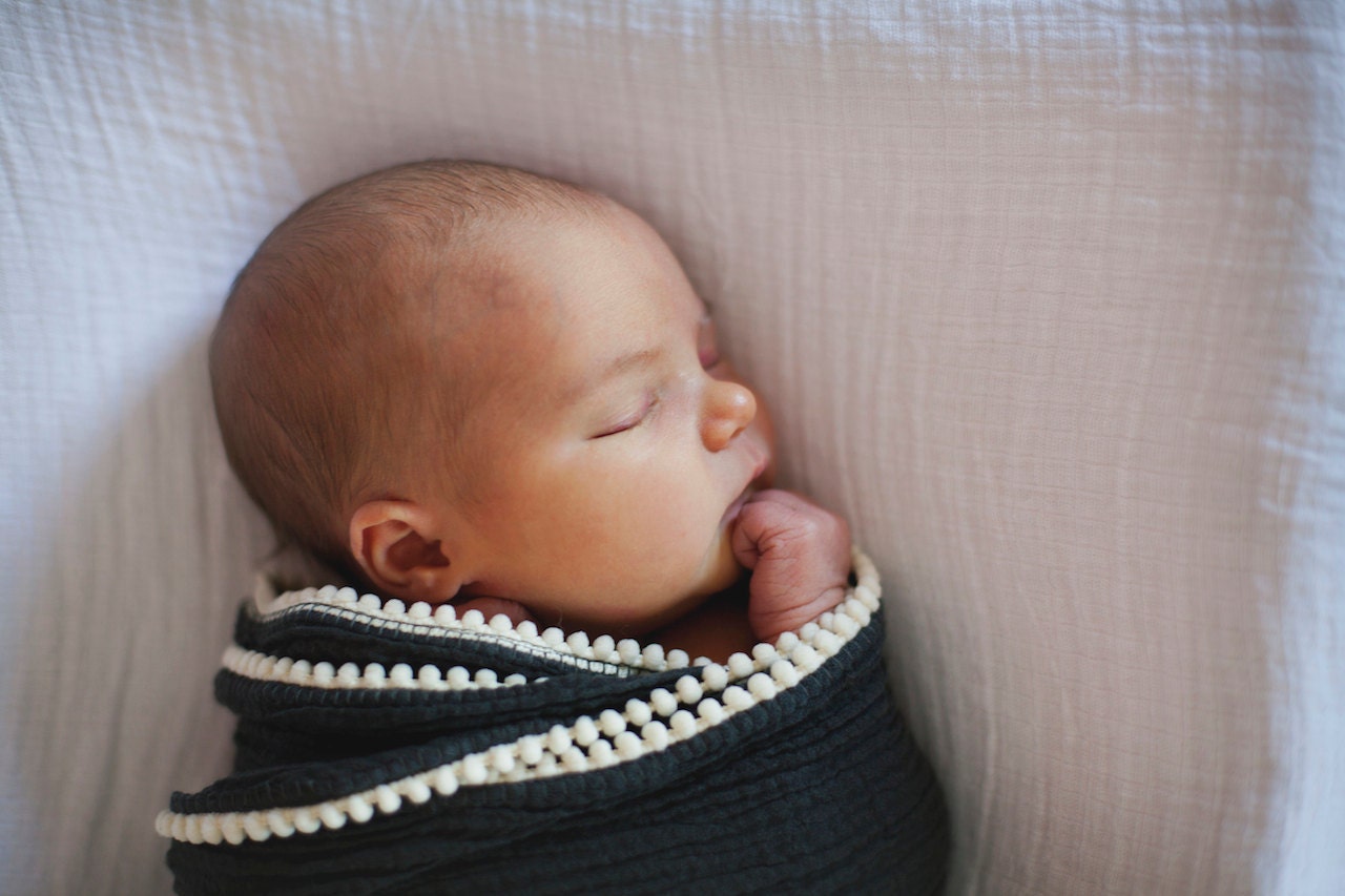 Baby Blanket / Swaddle blanket / Grey Pom Pom Swaddle Blanket/